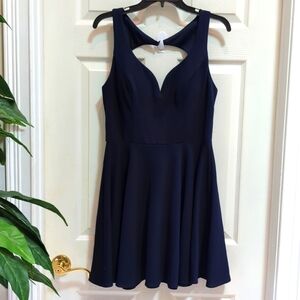 B Darlin Women's Navy Fit & Flare Dress Size 13/14 Sweetheart Neckline